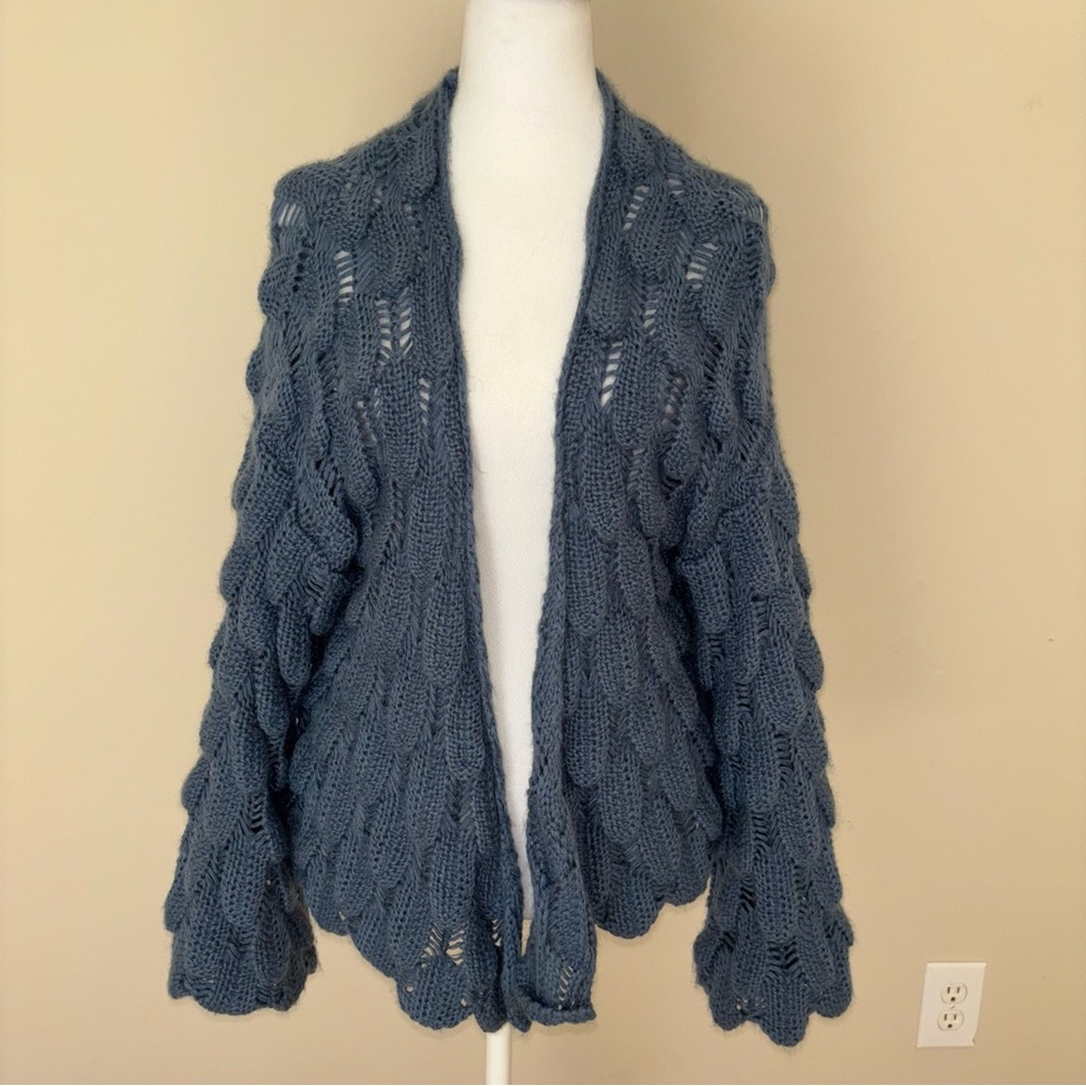 Sadie & Sage Blue Cable Knit Cardigan Sweater Size S